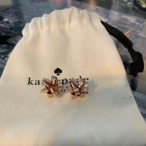 Kate Spade Bourgeois Bow Stud Earrings Rose Gold *MISSING A BACK*
